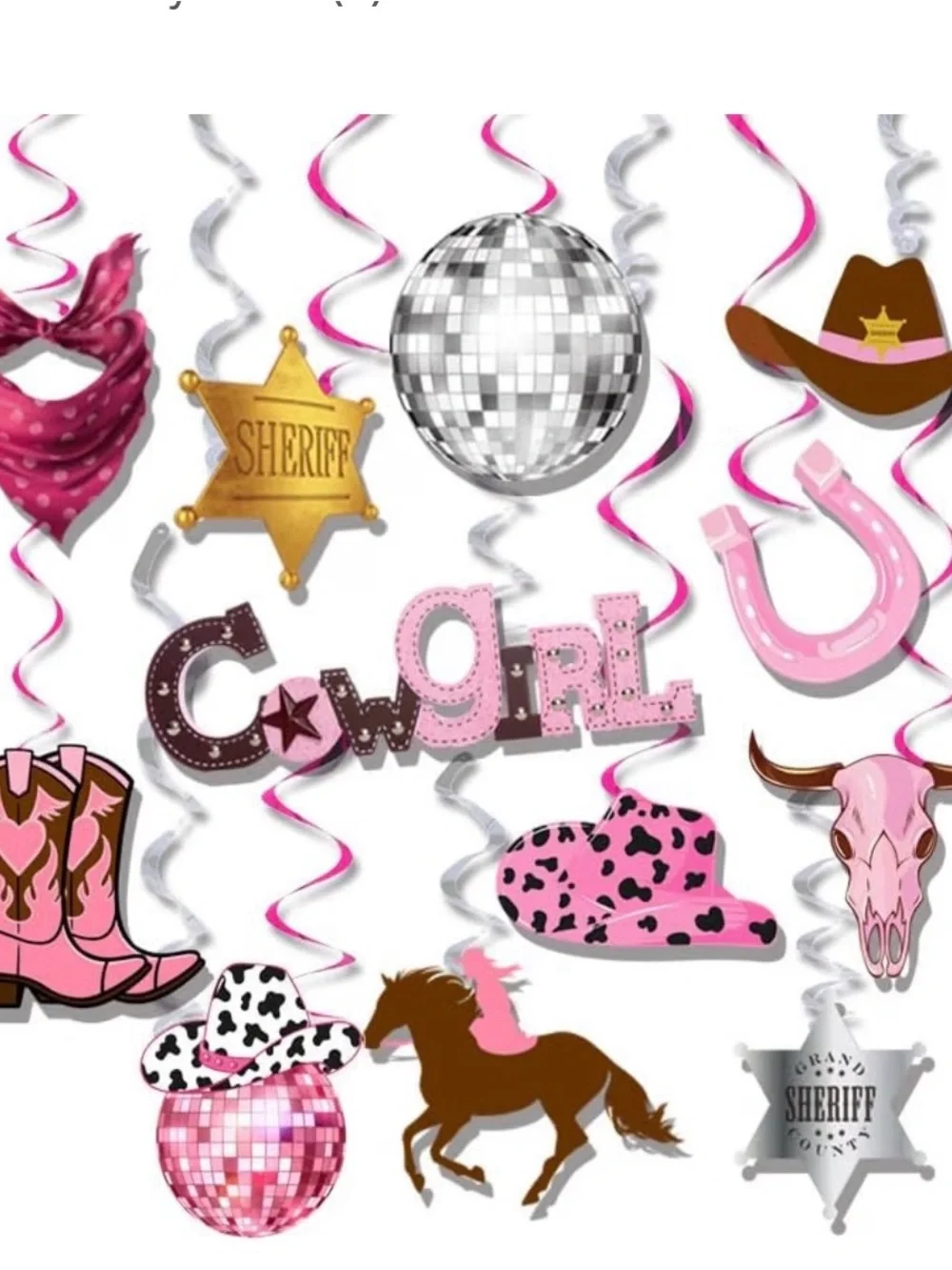 Pink World Cowboy Themed Party Banner